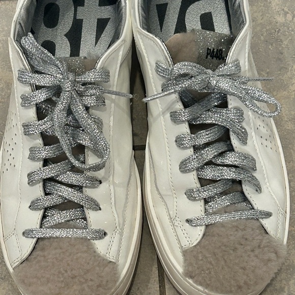 P448 White and Gray Low-Top Sneakers with Suede Finish - Picture 8 of 8